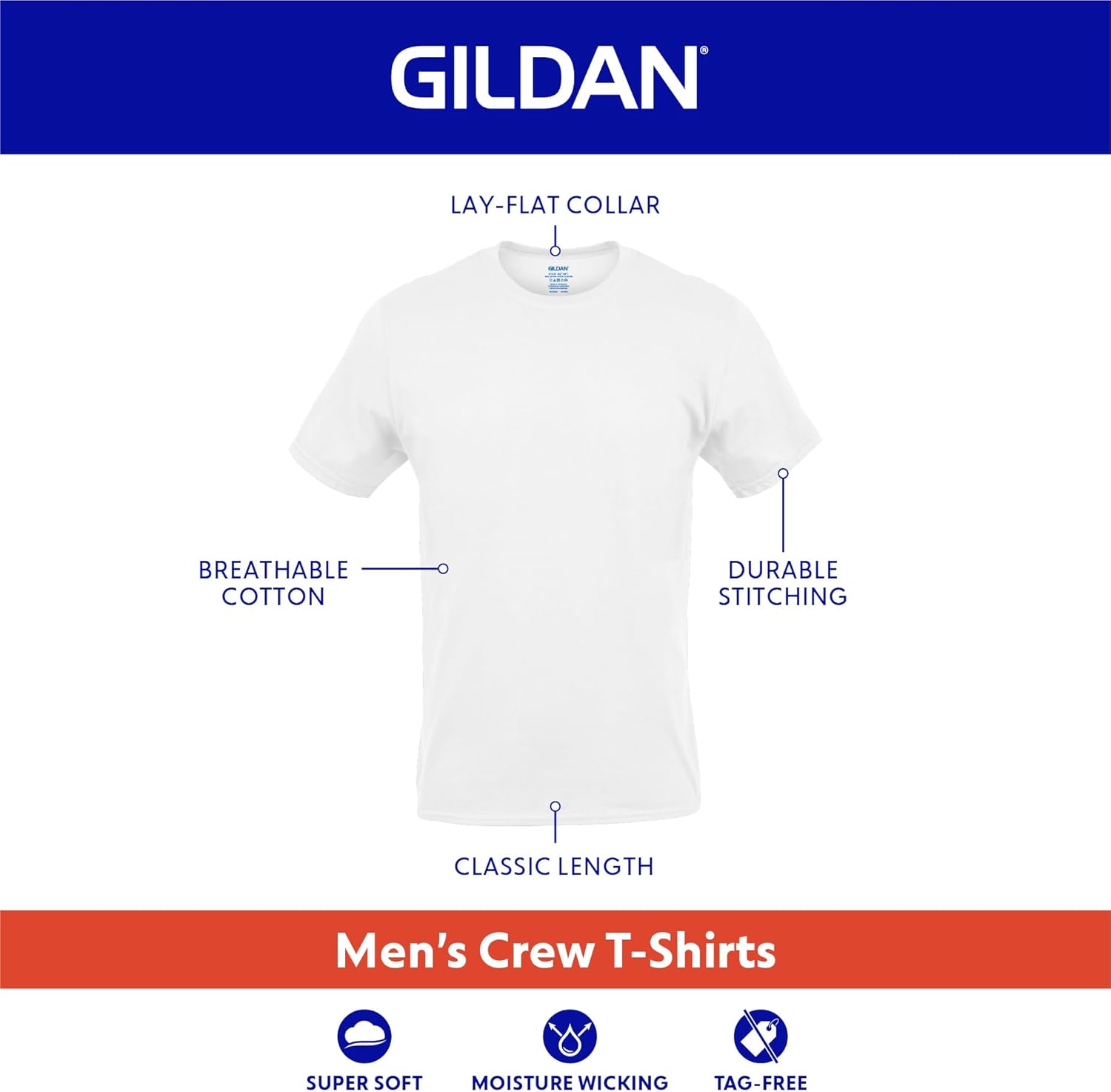 Gildan Men's Crew T-Shirts – Soft Cotton Multi-Pack